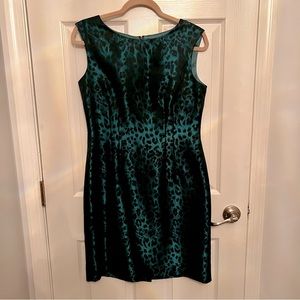 Tahari teal leopard dress